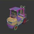 Yellow Forklift Truck With Blue Roof And Front Forks 3D Rendering Design