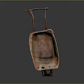 Rusty Metal Wheelbarrow With Single Wheel Sturdy Handles And Durable Tray For Gardening