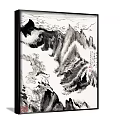 Six Traditional Chinese Ink Landscape Paintings With Mountain Scenes And Black White Artwork