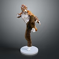 Tiger Headed Warrior Character Statue In Dynamic Standing Pose With White Base 3d model