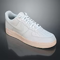 Nike White Classic Low Top Sneakers With Lace Up Closure And Beige Sole Design