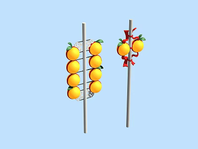 Outdoor Light Design With Orange Spherical Decorations And Red Accents 3d model