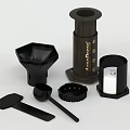 Black Kitchen Coffee Appliance Set With Funnel Scoop Grinder And Accessories