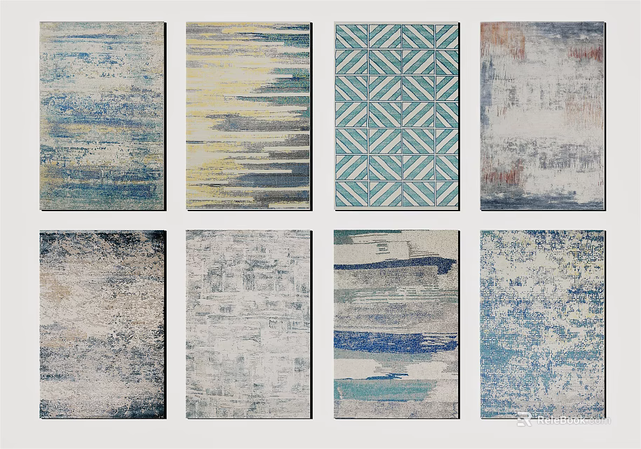 Square Rugs With Various Patterns And Colorful Designs For Home Decor 3d model