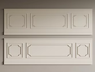French Cream Dado Wall Panel Background Wall 3d model