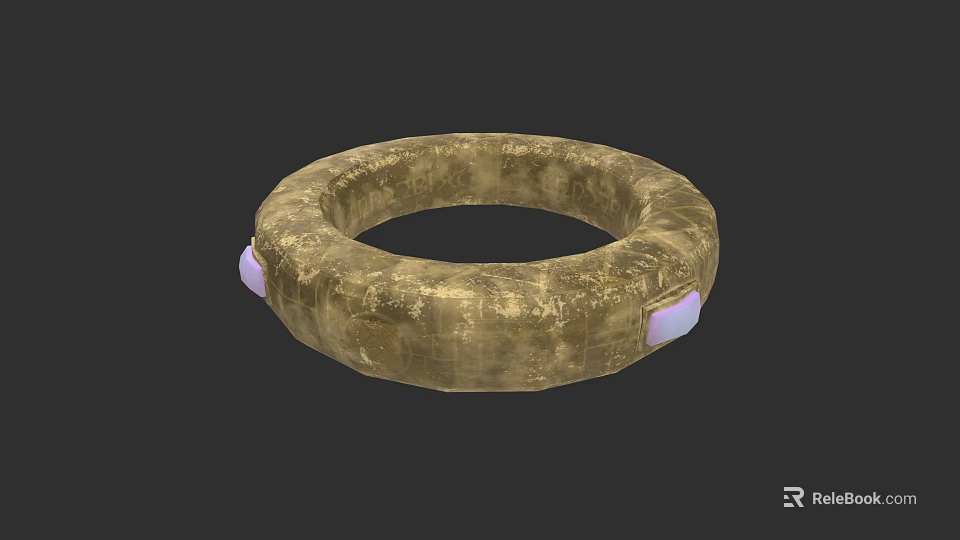 Elegant Luxury Golden Bracelet With Pink Gemstones And Textured Design 3d model 