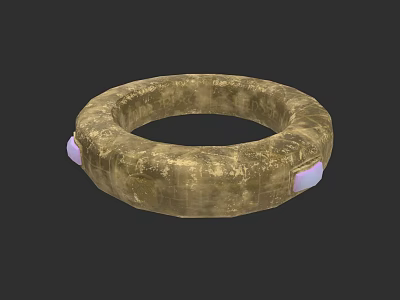 Elegant Luxury Golden Bracelet With Pink Gemstones And Textured Design 3d model