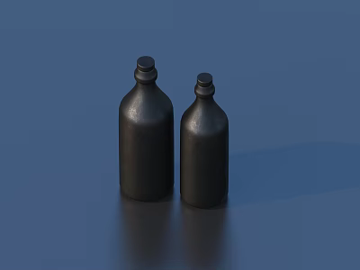 Two Stylish Black Bottles As Daily Household Items On Blue Background 3d model