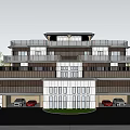 Semi Detached Villa Modern Exterior Design With Stone Metal Facade Trees Garage And Cars