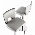 Modern Silver Bar Stools With Metal Frame And Leather Seat Design