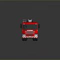 Red Fire Truck with Yellow and Red Stripes Equipped with Ladder on Top 3D Rendering
