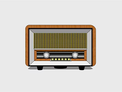 Retro Radio Speaker with Wooden Cabinet Classic Grill Knobs Buttons and Black Stand Legs 3d model