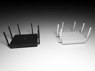 Black and white red rice six claw wireless WIFI router 3d model