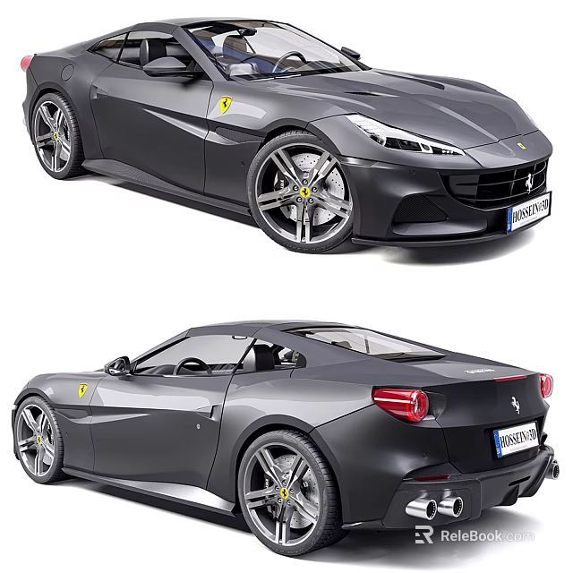Matte Gray Ferrari Sports Car With Streamlined Body Alloy Wheels And Rear Design 3d model 