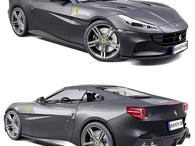Matte Gray Ferrari Sports Car With Streamlined Body Alloy Wheels And Rear Design 3d model
