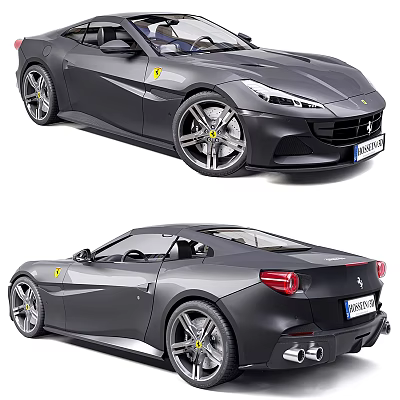 Matte Gray Ferrari Sports Car With Streamlined Body Alloy Wheels And Rear Design 3d model