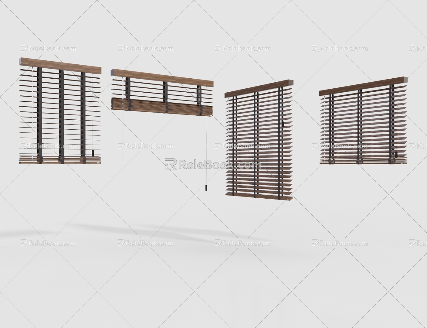 Bamboo blinds venetian blinds curtain 3d model