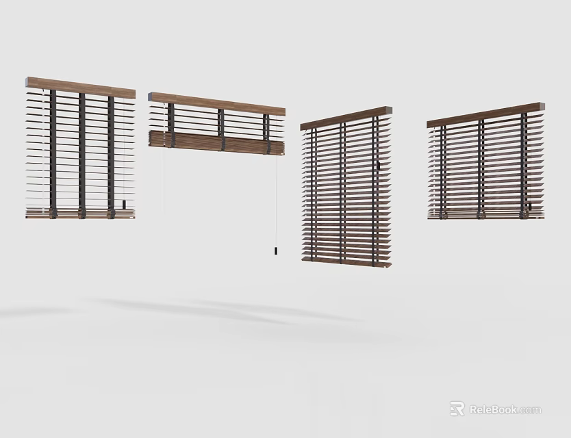 Modern Wooden Window Blinds Enhance Home Decor with Adjustable Slats and Classic Design 3d model 