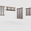 Bamboo blinds venetian blinds curtain 3d model