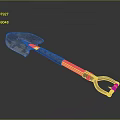 Hardware Tool Shovel Featuring Metal Blade Wooden Handle And Ring Grip 3d model