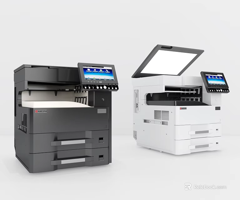 Office Electrical Appliances Multifunctional Black And White Printers With Touchscreen Displays And Multiple Trays 3d model 