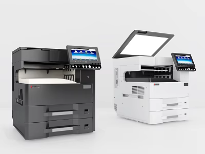 Office Electrical Appliances Multifunctional Black And White Printers With Touchscreen Displays And Multiple Trays 3d model