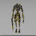 Detailed Mechanical Robot Warrior Design With Yellow Black Armor And Weapon