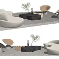 Modern Sofa Coffee Table Combination Multi-person Curved Sofa Shaped Sofa Leisure Chair Carpet 3d model