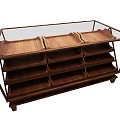Wooden Display Shelf with Glass Top and Multiple Divided Compartments Sturdy Structure 3d model