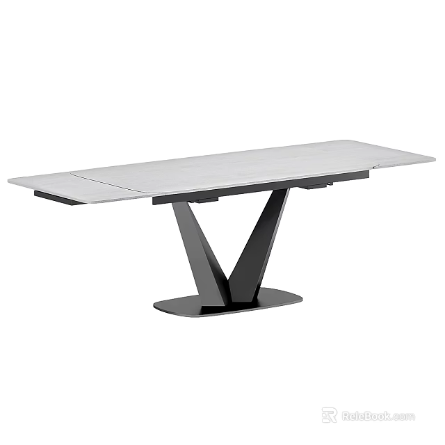 Modern Minimalist Dining Table With Sleek White Tabletop And Black Geometric Legs 3d model