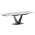 Modern Minimalist Dining Table With Sleek White Tabletop And Black Geometric Legs 3d model