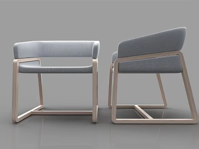 Modern Leisure Chair Featuring Wooden Frame And Gray Fabric Upholstery With Sleek Lines 3d model
