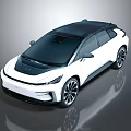 White Electric Vehicle With Black Roof Sleek Modern Exterior Design And Stylish Black Wheels