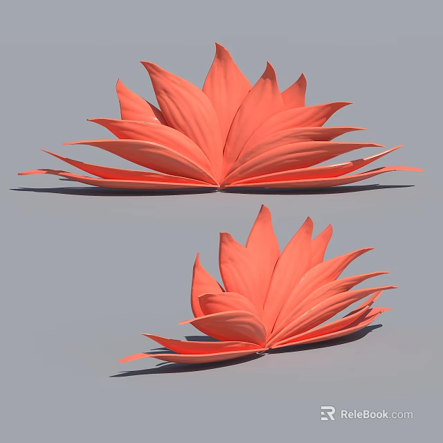 Orange Lotus Shaped Landscape Sculpture With Layered Petals For Outdoor Garden Decor 3d model 