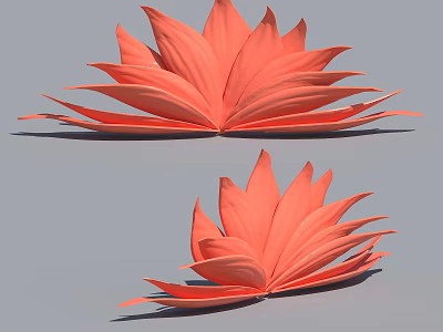 Orange Lotus Shaped Landscape Sculpture With Layered Petals For Outdoor Garden Decor 3d model