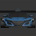 Blue Sports Car With Large Rear Wing Streamlined Body And Sporty Exterior Design