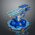 Blue Sci Fi Mechanical Device With Hexagonal Base And Glowing Components