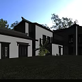 Traditional Chinese Detached Villa With White Walls Black Roof And Carved Windows