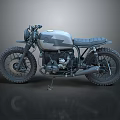 Vintage Custom Motorcycle With Gray Black Body And Leather Seat