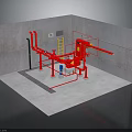 Industrial Pipeline Facility With Red Pipes Valves Ladder And Concrete Structure