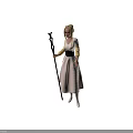 Blonde Fantasy Character In Pink Dress With Golden Belt And Staff