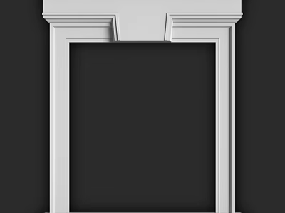 White Decorative Architectural Component With Frame Structure And Top Detail Against Black Background 3d model