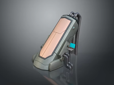 Future Industrial Landscape With Gray Copper Sci Fi Device Pipes And Blue Screen 3d model