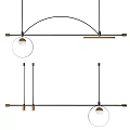 Modern Pendant Light Fixtures With Arc Metal Rod And Circular Glass Shade Design