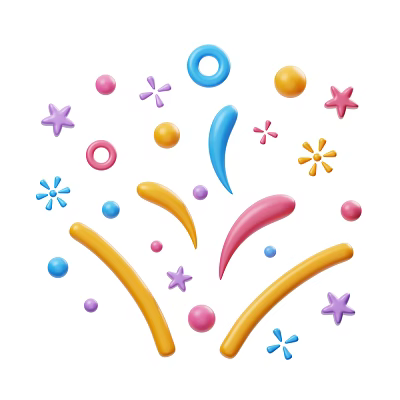 Vibrant Decorative Ornament Combination with Colorful Stars Rings Balls Curved Strips and Flowers 3d model