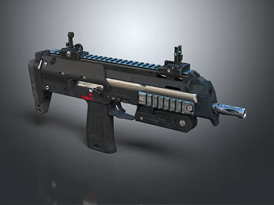 Tactical Black Firearm With Rail System Sight Attachments Magazine And Ergonomic Grip 3d model