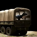 Military Green Utility Truck Featuring Canvas Cover And Cargo Bed