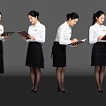 Multiple Women in White Shirts and Black Skirts Holding Documents in Work Attire