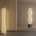 Modern Floor Lamps With Wavy Texture And Stacked Square Shades In Interior Setting