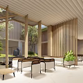 Garden Landscape Design Featuring Lush Green Plants Curved Water Pool Modern Building And Natural Rocks